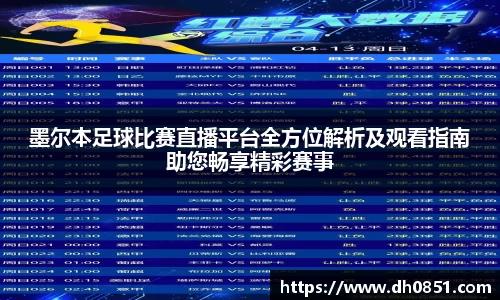 墨尔本足球比赛直播平台全方位解析及观看指南助您畅享精彩赛事
