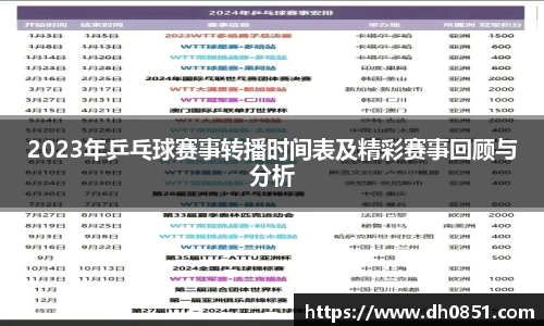 2023年乒乓球赛事转播时间表及精彩赛事回顾与分析